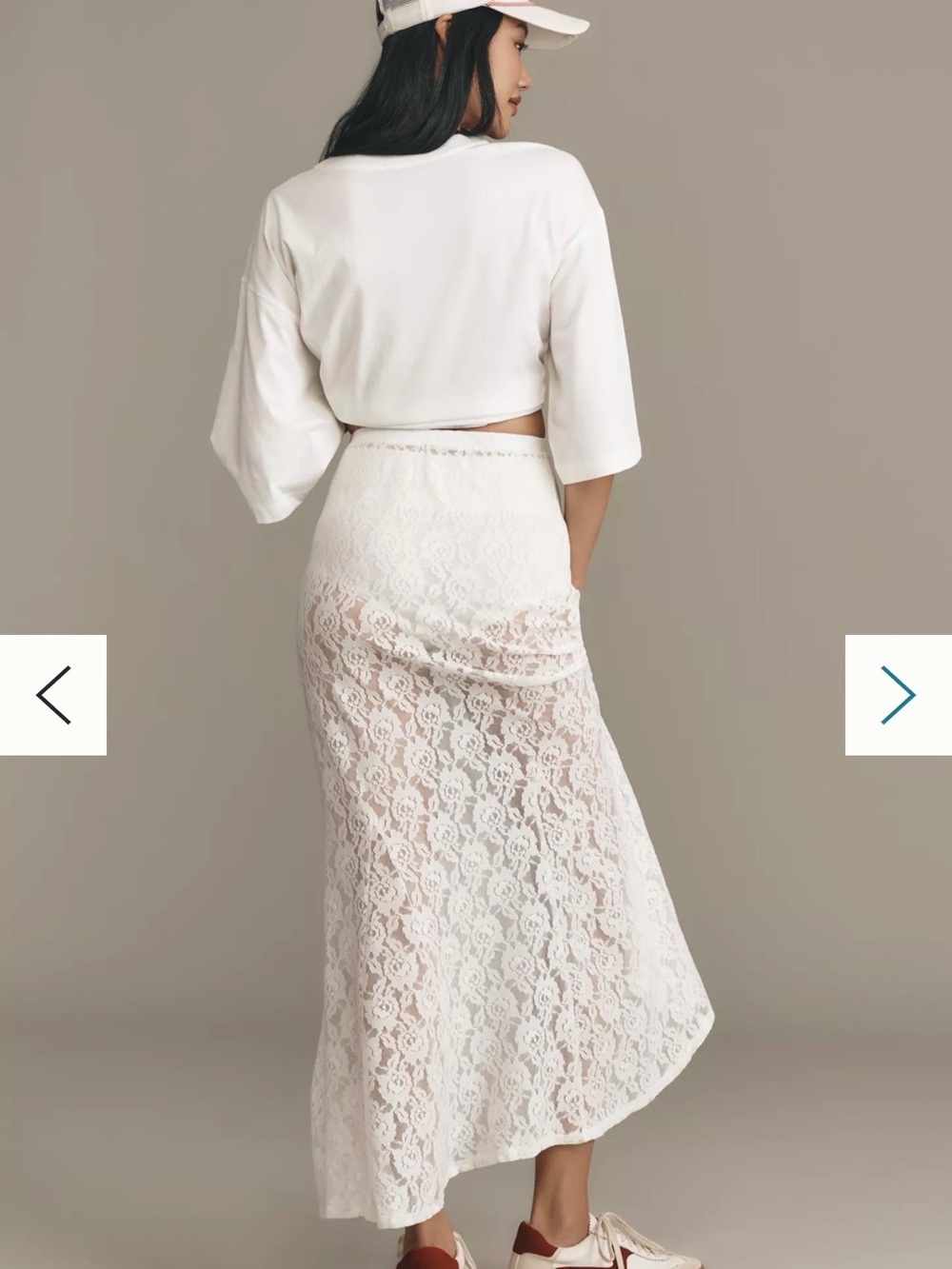 Anthropologie White Lace Maxi Skirt - Sheer Floral Overlay - Picture 3 of 5